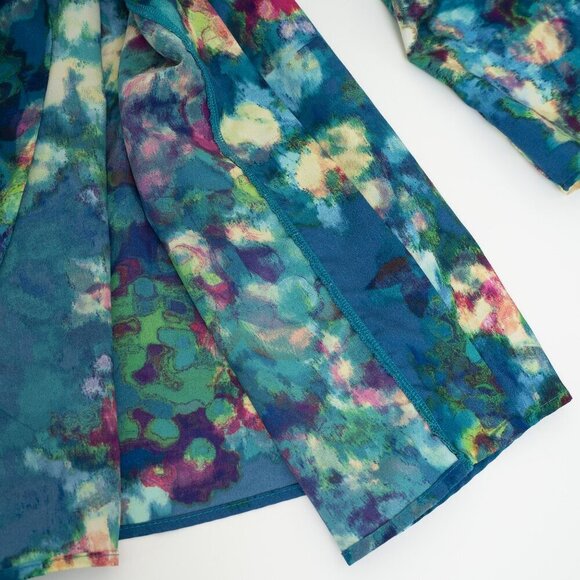 ✨ Smash + Tess Kimono Robe Crepe Kimonette Duster Blue Print Floral - Picture 10 of 15